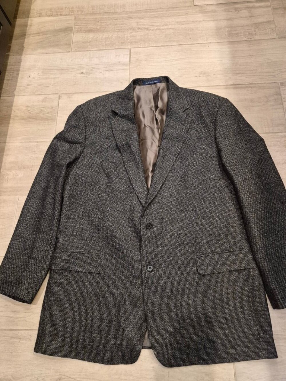 Alan Flusser Mens 48L Gray Blazer 100% Lambswool Two-Button Suit Jacket